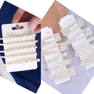 New 15 Assorted Faux Pearl Hair Clip Barrette Pin Wedding Party Glam